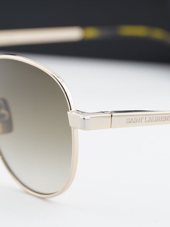 Saint Laurent SL555 003 Round Sunglasses - Gold / Brown main image 4